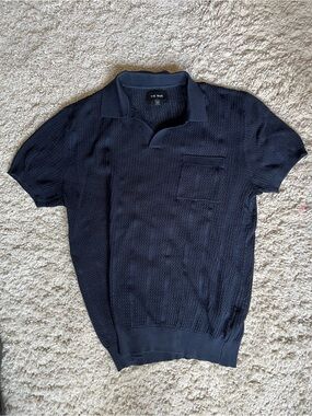 The Tie Bar Dark Navy Short-Sleeve Knit Polo